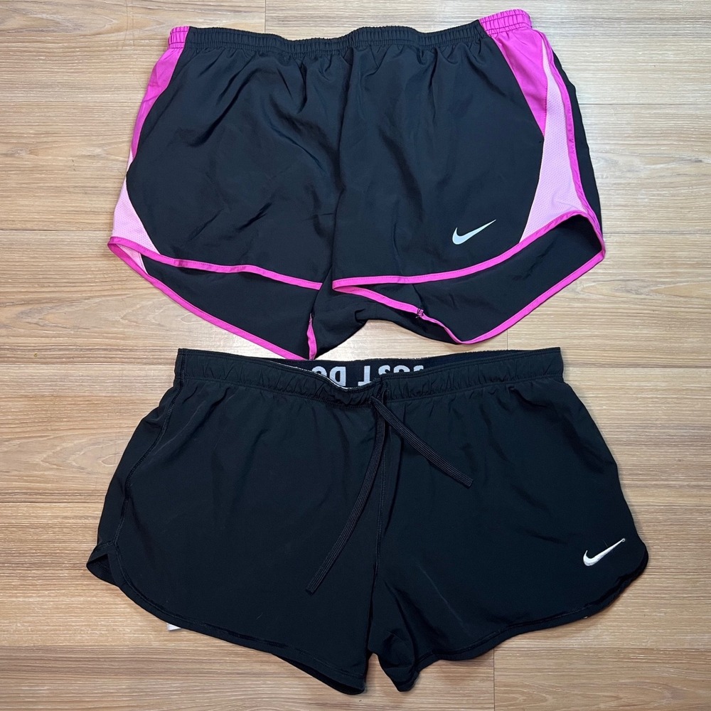 Nike Womens Running Shorts Bundle Dri-FIT Athletic Black Pink L XL